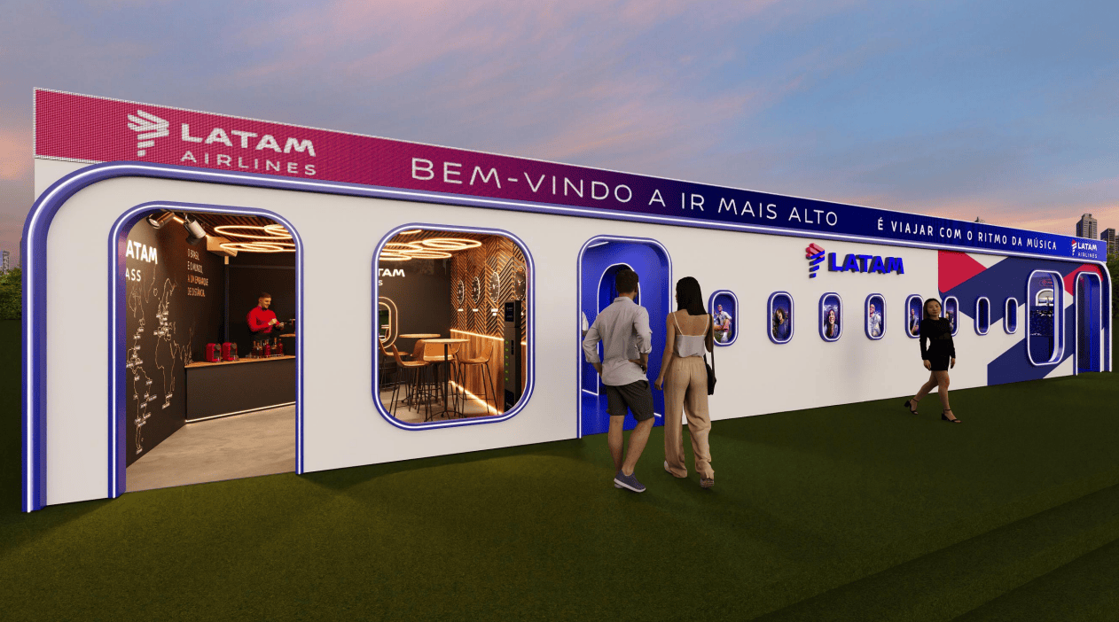 Espaço da LATAM próximo ao Palco Mundo será inspirado em uma cabine de aeronave (Divulgação LATAM)