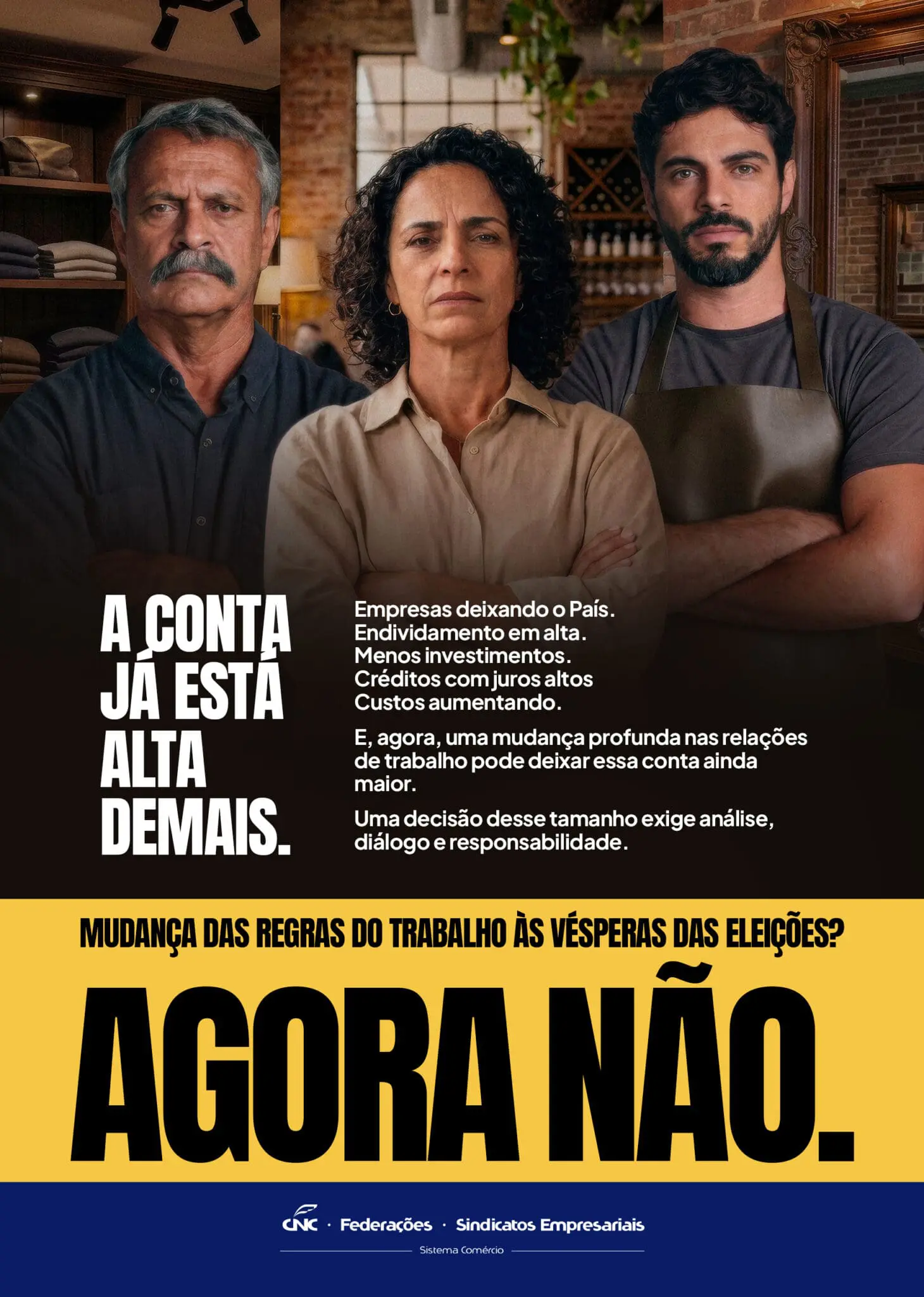 CNC lança campanha nacional sobre a proposta que prevê o fim da escala 6x1. Crédito: Divulgação