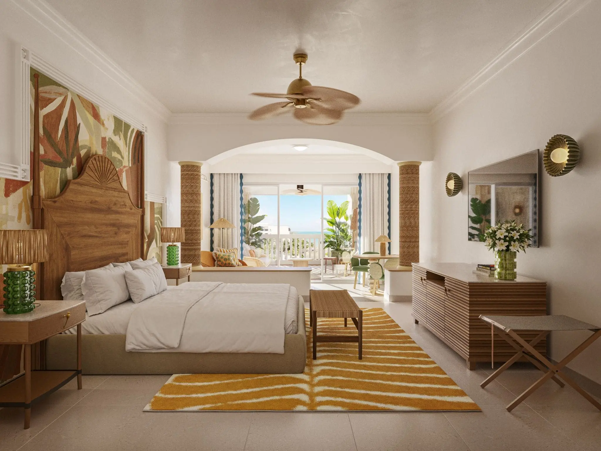 Acomodações da Iberostar combinam conforto, design contemporâneo e integração com o ambiente externo. (Crédito: Divulgação/Iberostar)