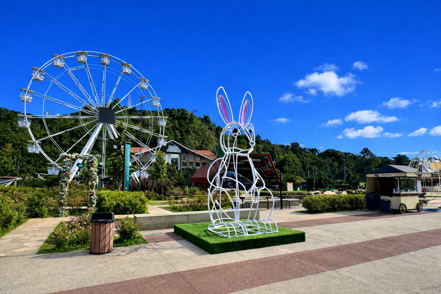 Coelho iluminado de 4 metros integra a cenografia da Páscoa Encantada 2026 no Parque Capivari, em Campos do Jordão (SP) - Crédito: Robson Santos