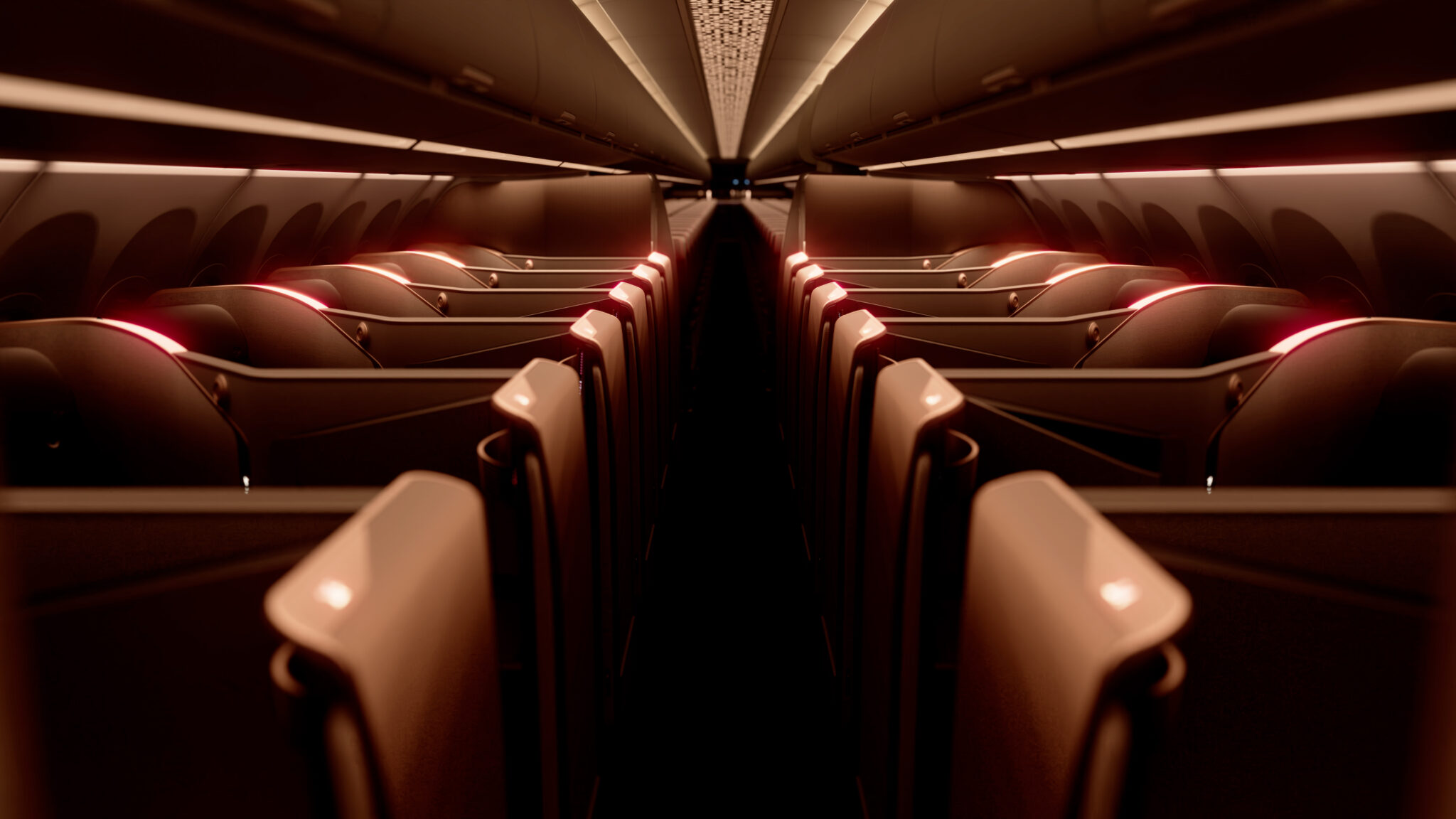 Assentos totalmente reclináveis da nova cabine Premium Business que a LATAM implementará nos Airbus A321XLR. - Crédito: Divulgação / LATAM