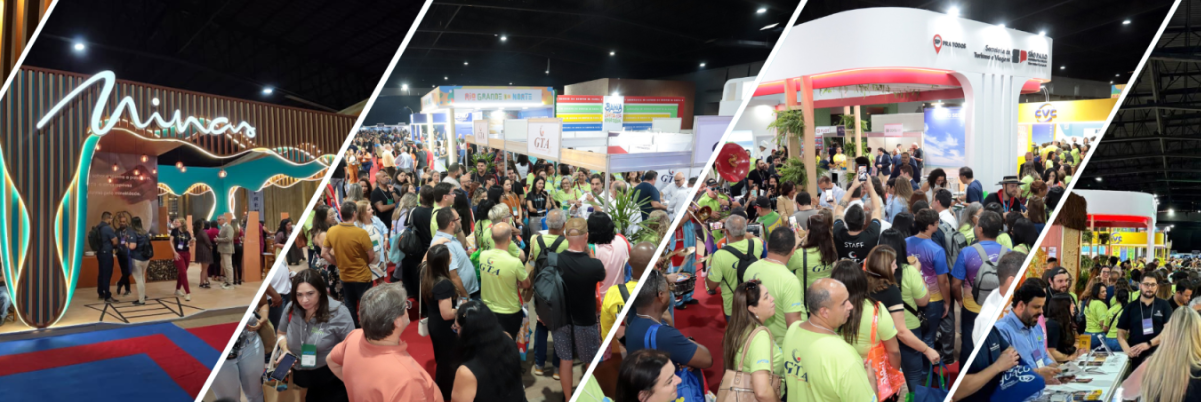 Visitantes circulam pelos estandes durante a Feira de Turismo AVIRRP. Crédito: site oficial da AVIRRP