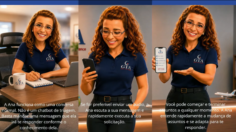 A GTA apresentou a Ana, assistente de IA desenvolvida para oferecer mais agilidade e praticidade nas operações de seguro viagem. Crédito: GTA