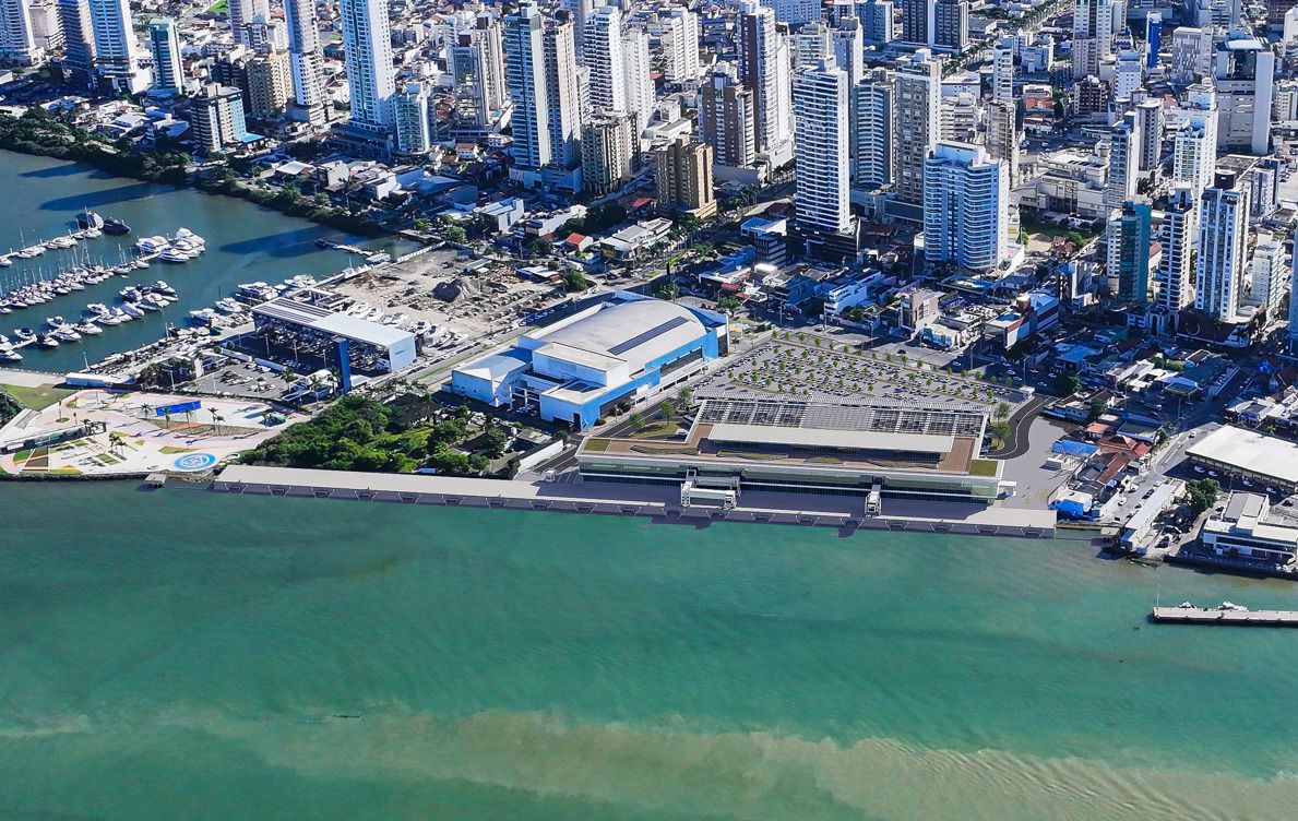 Futuro terminal de cruzeiros de Itajaí terá mais de 20 mil metros quadrados de área construída – Crédito: Divulgação/Instituto Mais Itajaí