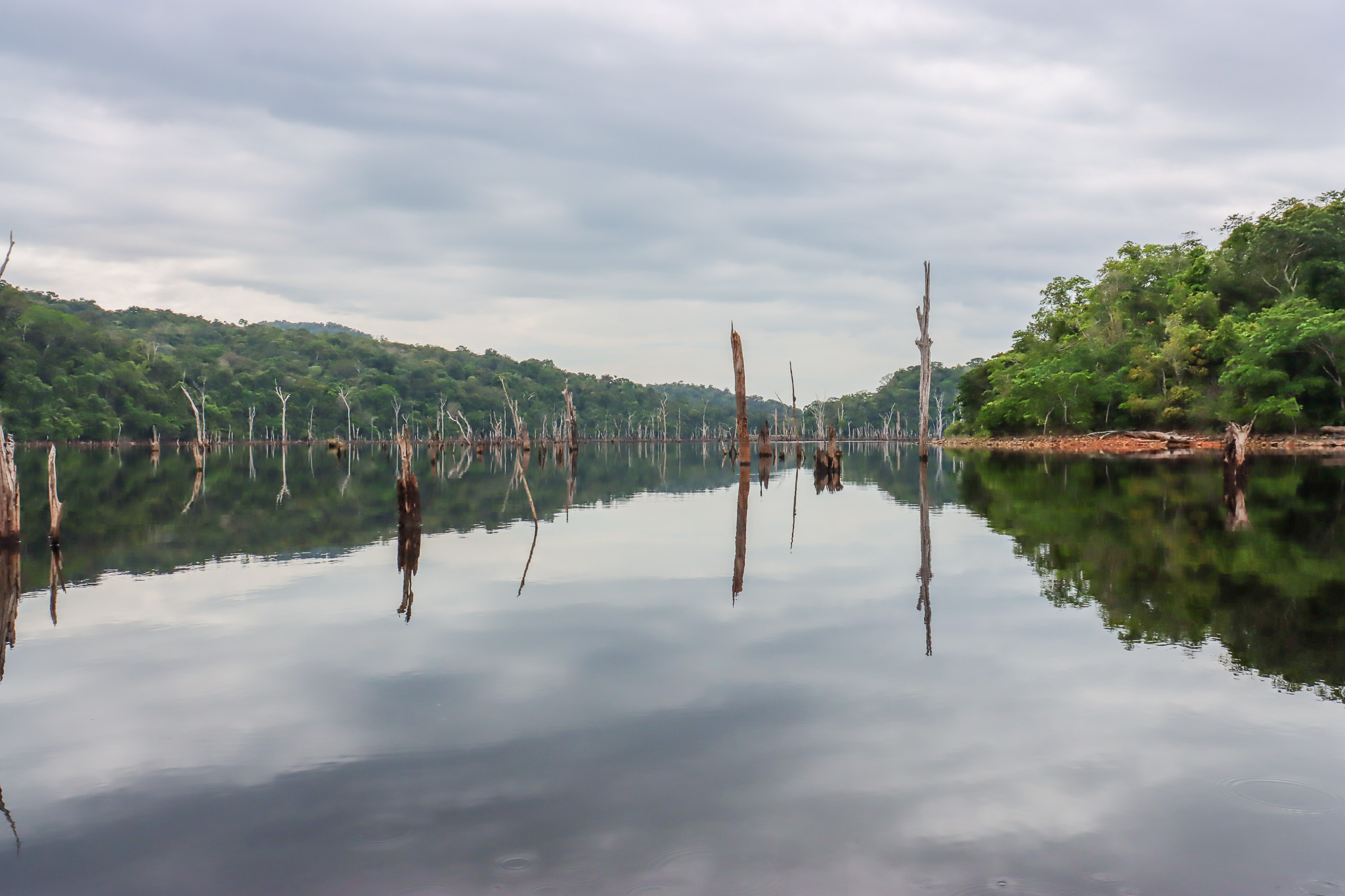 Lago Jatapu, formado a partir do represamento do rio Jatapu para a implantação da hidrelétrica, em Caroebe (RR). (Foto: Acervo/Sebrae-RR)