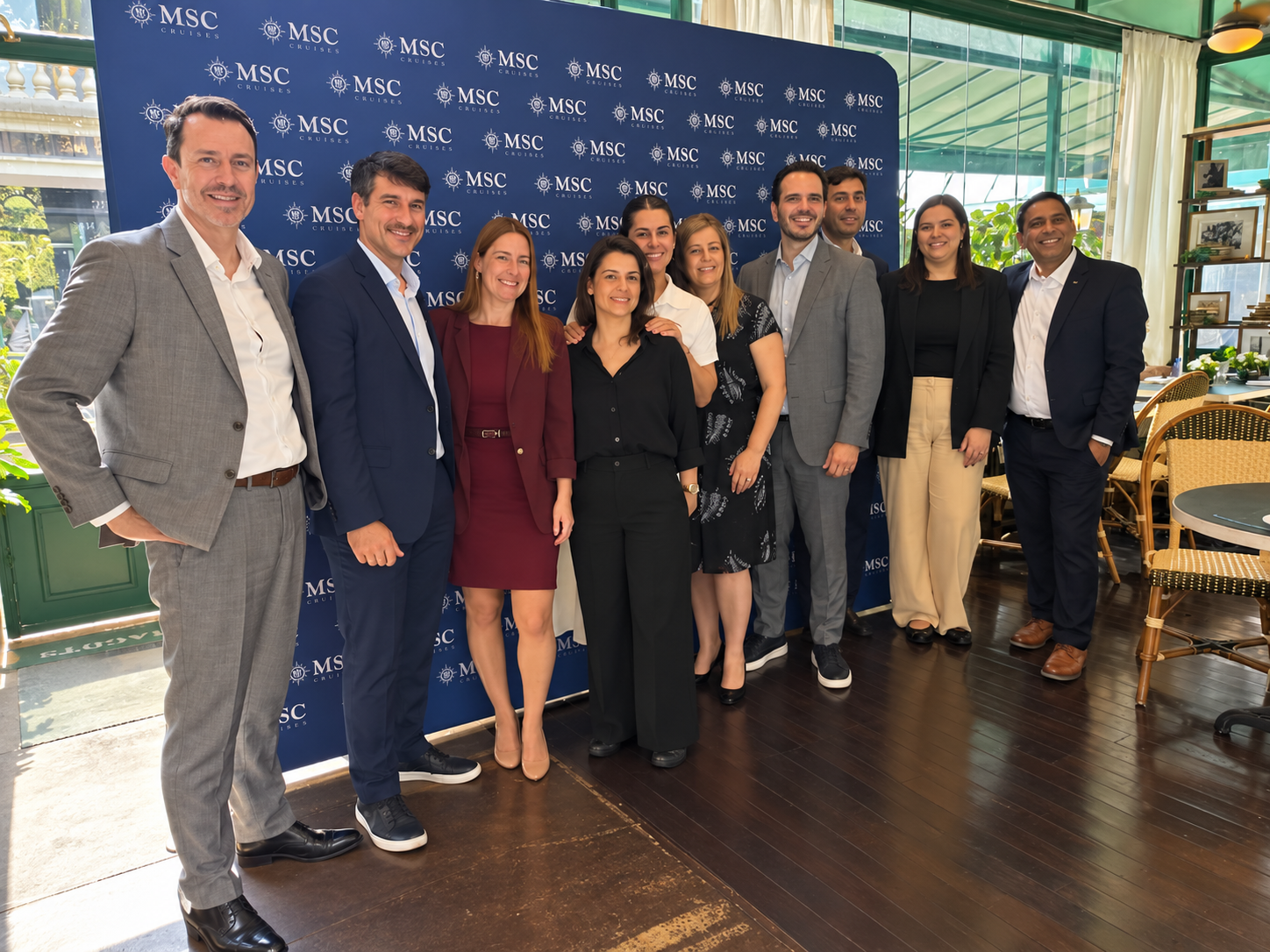 Representantes da MSC Cruzeiros e parceiros reunidos durante evento em São Paulo, que marcou o lançamento do novo pacote completo para o Caribe Sul e Antilhas, com embarque em Martinica. (Crédito: Zaqueu Rodrigues)