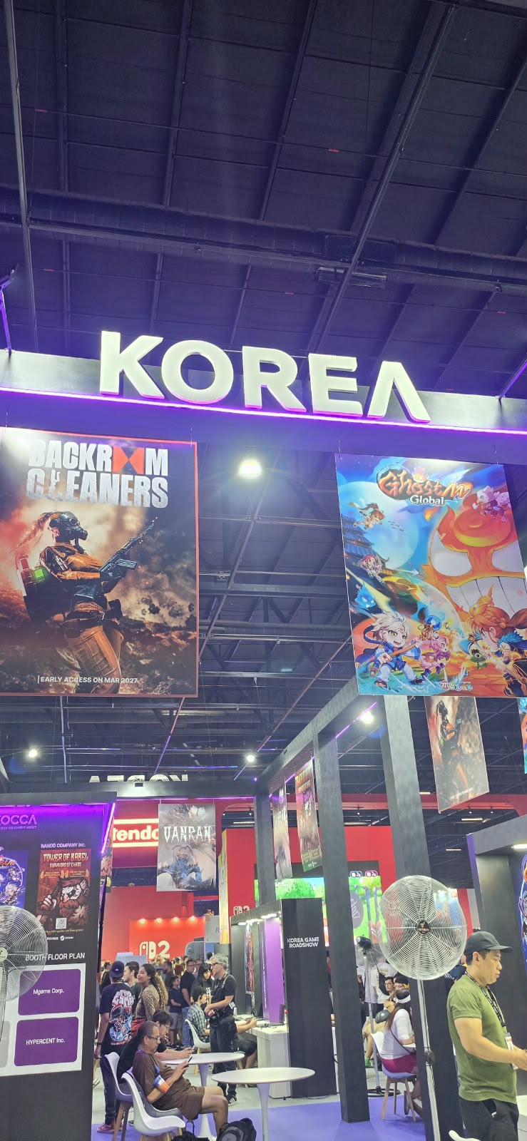 Espaço dedicado à indústria sul-coreana de games apresentou títulos e desenvolvedoras durante a BGS 2026, ampliando a presença internacional do evento. (Crédito: Jhully Serafim)