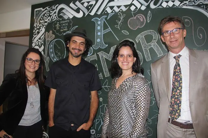 Antonietta VArlese (VP de Marketing Corporativo), Kobra, Roberta Vernália (VP marketing América do Sul) e Franck Pruvost (diretor das marcas Ibis)