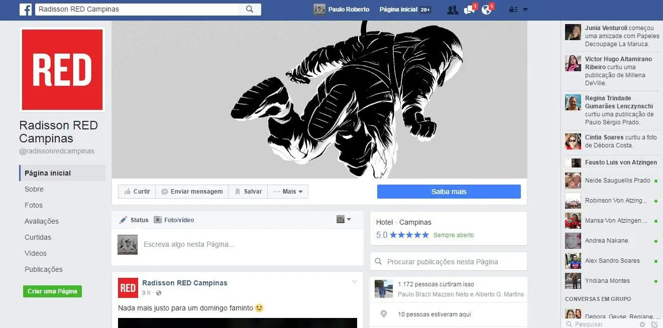 todo o processo de recrutamento e contratação do Radisson Red foi feito via o Facebook