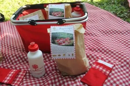 Cestas recheadas de alimentos carinhosamente produzidos ali, pães e bolos artesanais, suco natural e frutas diversas