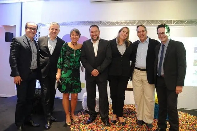 Palestrantes e a idealizadora do evento, da esquerda para a direita: Rolemberg Araujo (Presidente GRU Convention), Juan Pablo de Vera (VP sênior da Reed Exhibitions para América Latina), Rose de Almeida (Rent my Brain e MICE Business), Paulo Ventura (Superintendente do Expo Center Norte), Giselle Soiero (Gerente Geral Mercure), Roberto Caruso (Consultor e Palestrante) e Danilo Ramalho (Diretor Executivo GRU Convention).