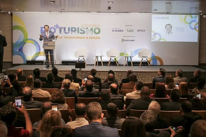 Secretário Otavio Leite durante a sua apresentação no Rio+Turismo foto Flávio Cabral
