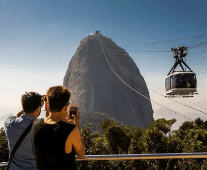 Bondinho pão de açúcar em uma vista panorâmica