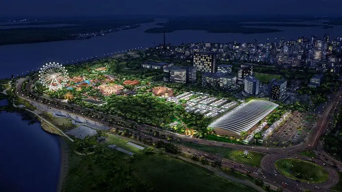 Ilustração de como deverá ser a vista noturna do Parque da Orla, em Porto Alegre, RS