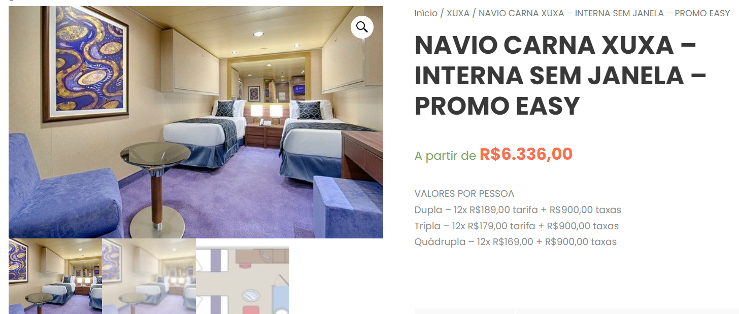 Navio Carna Xuxa - Interna sem janela