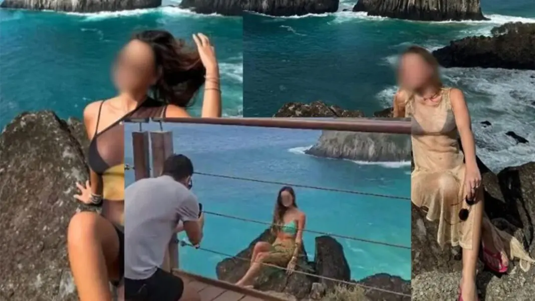 Turista tira foto em local proibido em Fernando de Noronha (Fotos: ICMBio)