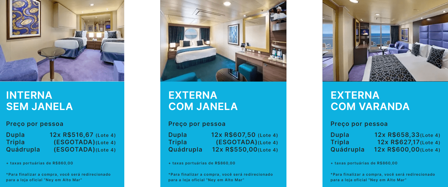 Preços cruzeiro do neymar