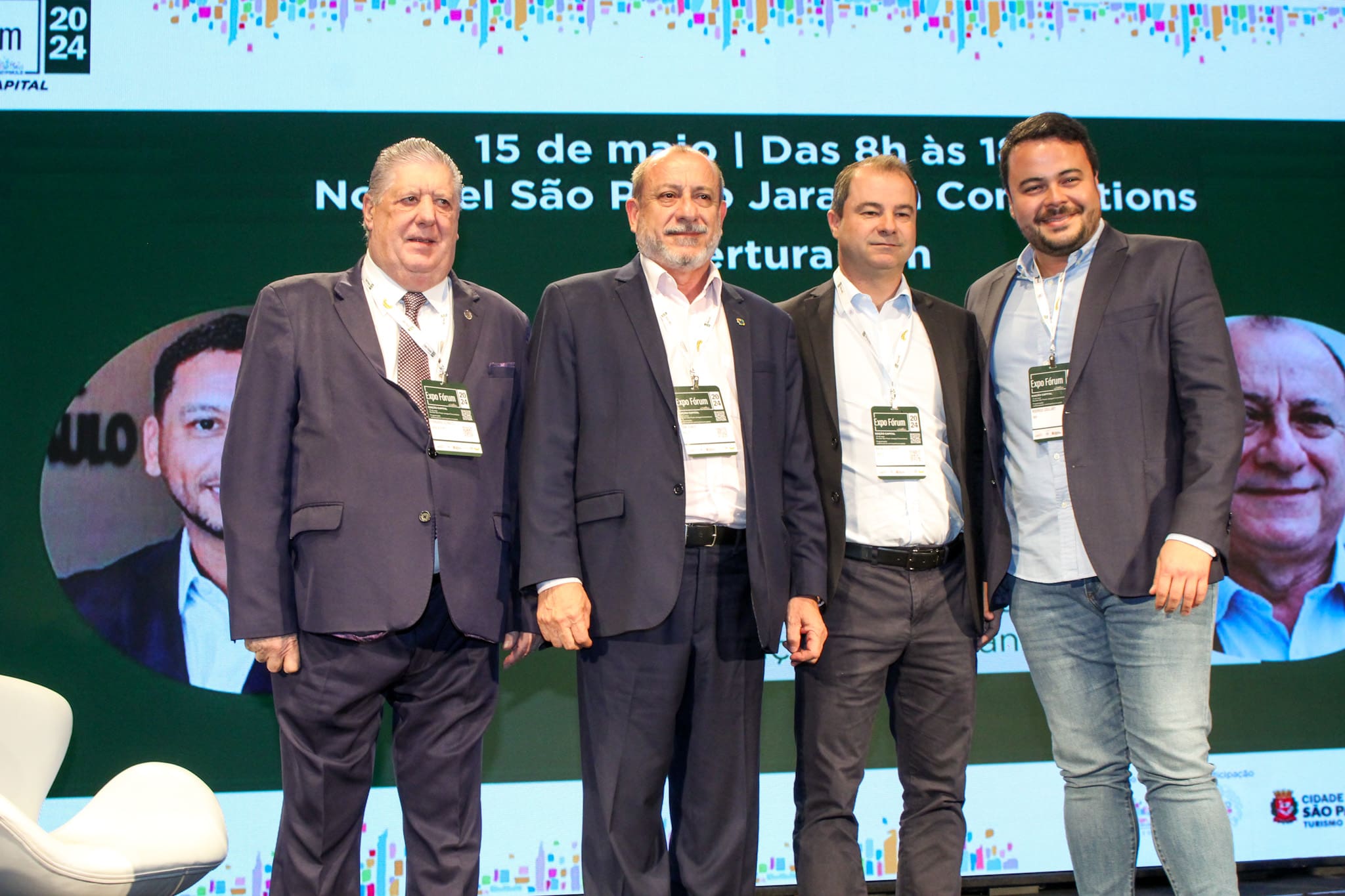 Da esquerda para a direita: Fernando Guinato, diretor geral do Sheraton SP WTC, Toni Sando, presidente executivo do Visite São Paulo, Raffaele Cecere, CEO do grupo R1, e o vereador Rodrigo Goulart (Foto: Felipe Maresca / DT)