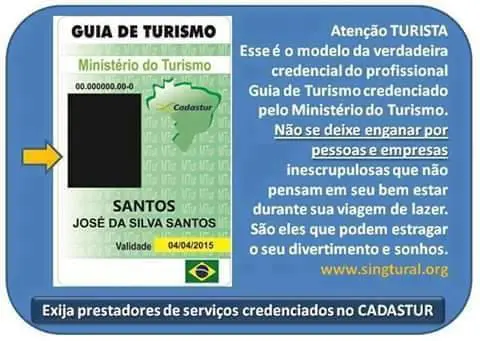 Reprodução de crachá oficial de guia de turismo oficial. (Foto: divulgação)