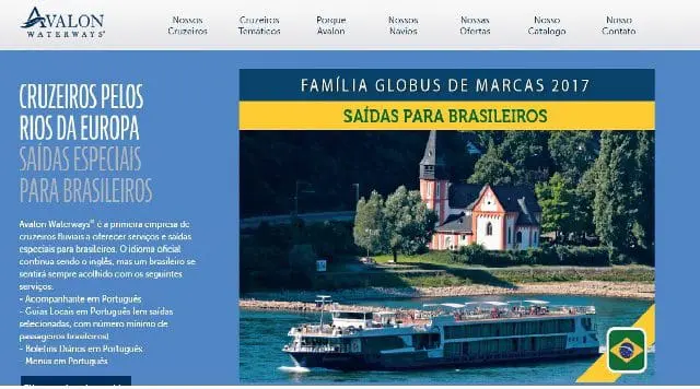 Avalon Waterways® é a primeira empresa de cruzeiros fluviais a oferecer serviços e saídas especiais para brasileiros