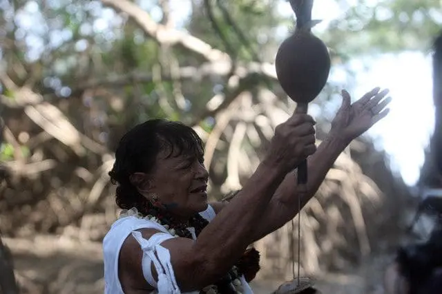 “Eu sinto como se fosse um grito pela natureza. Tudo pelo que lutei a vida inteira. Para mim, significa a última fronteira entre a minha missão de cura como pajé e uma vida inteira de luta pela preservação da natureza através do conhecimento. A memória dos Caruanas e dos Pajés da Ilha de Marajó serão eternas agora, através do cinema”, declarou Zeneida Lima. (Foto: Marcelo Lelis)