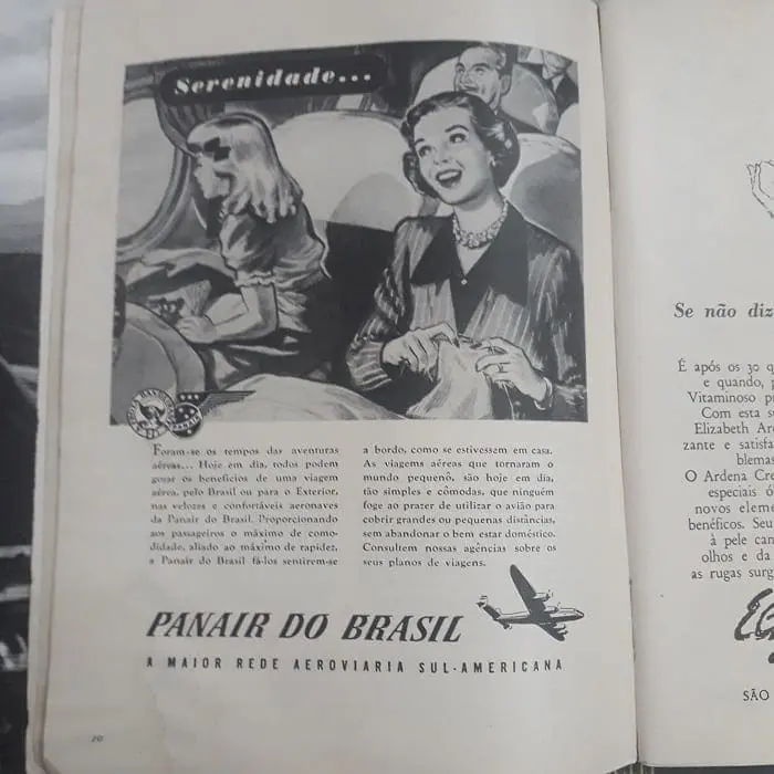 Nas asas da Panair Propaganda da Panair, em edição de 1950, da Seleções