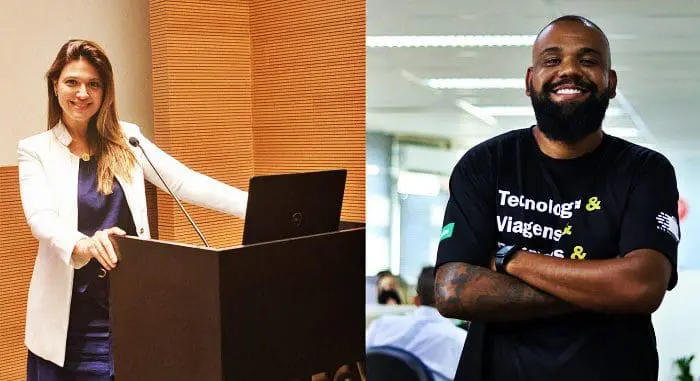 Dra. Lígia Paula Pinto, palestrante, e Michel de Jesus, âncora do evento sobre ESG promovido pelo Gupo Tour House