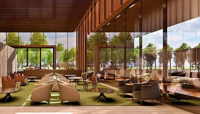 Simulação de como deverá ser o interior do Terminal VIP do aeroporto de Guarulhos (imagem: Divulgação)