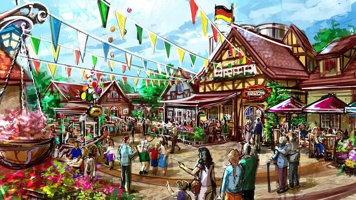Ilustração de como deverá ser a Vila Alemã, uma das atrações do Parque da Orla, em Porto Alegre - RS.