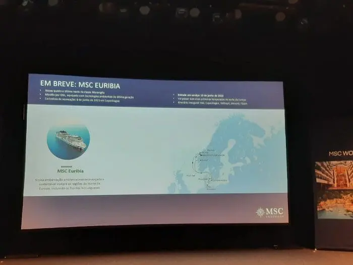 Roteiro do MSC Euribia