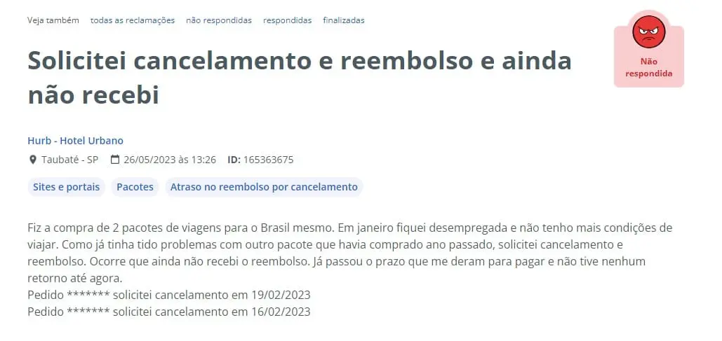 Hurb lidera reclamações no Reclame Aqui
