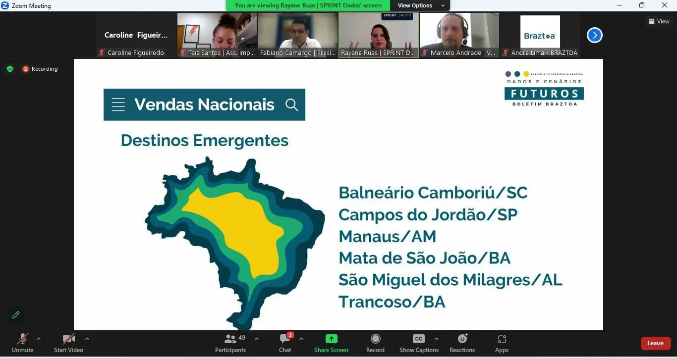 BRAZTOA apresenta boletim do 1º semestre: Destinos emergentes no Brasil