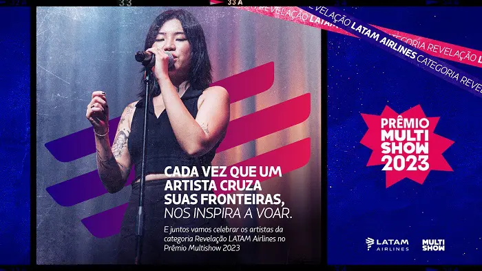A LATAM patrocinará o Prêmio Multishow de Música Brasileira: arte da LATAM que comenta sobre essa apresentação