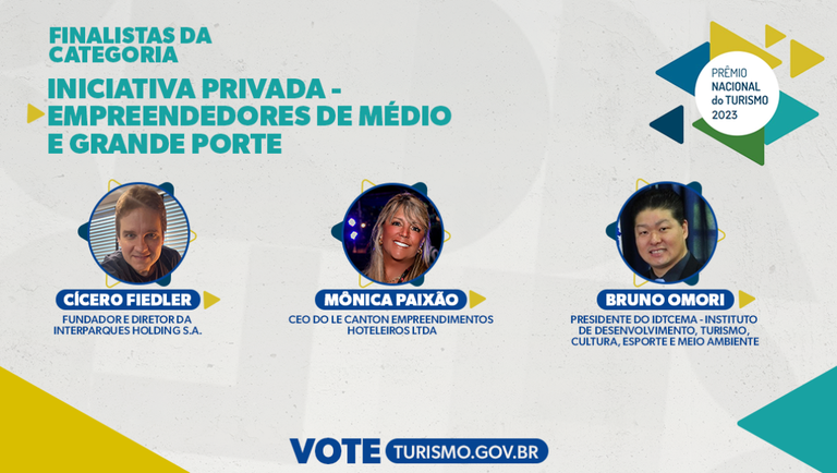Prêmio Nacional do Turismo veja os finalistas da categoria Empreendedores de Médio e Grande Porte