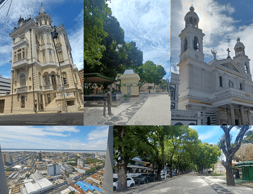 Chamada Belem Belém mudou muito pouco em 20 anos. Suas mangueiras continuam derramando manga pelas calçadas, dando aquela ideia romântica de que ninguém passa fome no Grão-Pará (Montagem sobre fotos de Paulo Atzingen - arquivo pessoal)