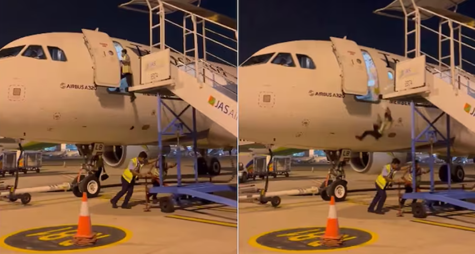 Vídeo flagra homem caindo de aeronave em aeroporto; assista