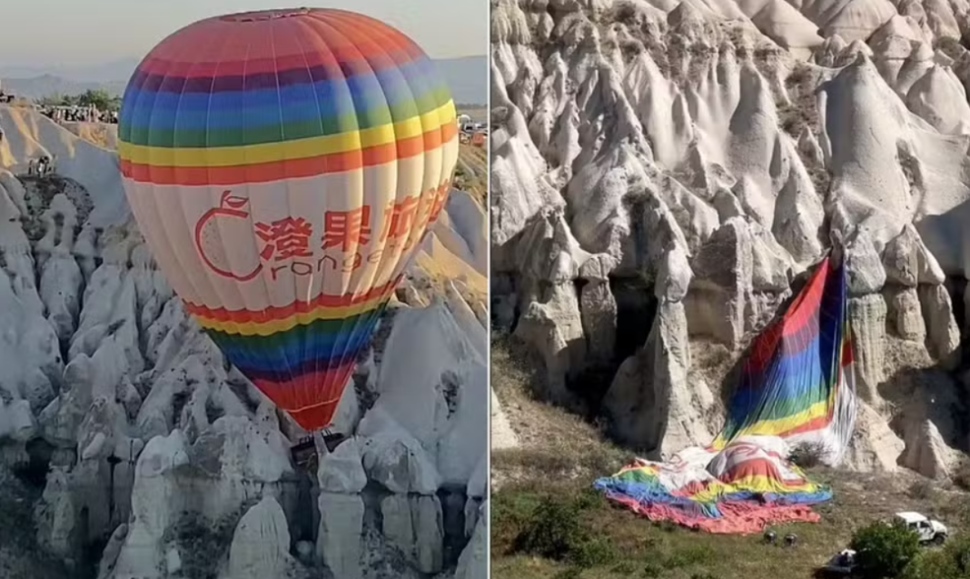 Balão que caiu na Capadócia, na Turquia (Foto: Reprodução)