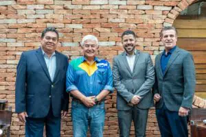 Da esquerda para a direita: Victor Manjarres (CEO da TM Latin America e do Kennedy Space Center); Marcos Pontes (astronauta brasileiro); Raphael de Lucca (Country Manager Brasil da Copa Airlines) e Patrick Yvars (Diretor de vendas do Visit Orlando para a América Latina) - Foto: Alberto Rocha