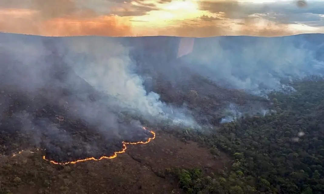 Incêndio no Parque da Chapada dos Veadeiros - Foto: CBMGO/Divulgação - Agência Brasil Incêndio no Parque da Chapada dos Veadeiros - Foto: CBMGO/Divulgação - Agência Brasil