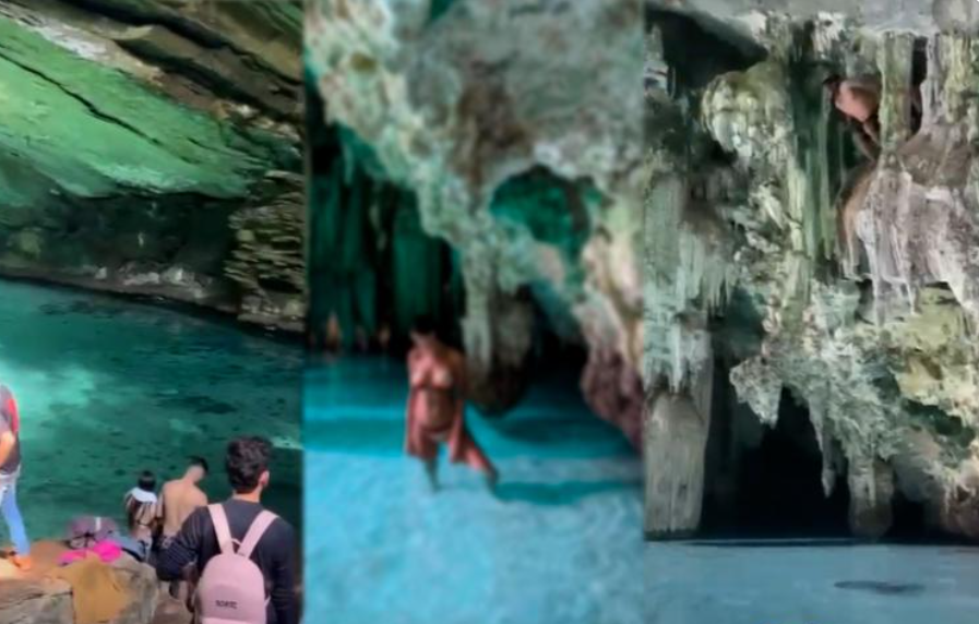 Turistas são denunciados por entraram ilegalmente em gruta paradisíaca - Crédito: Prefeitura de Nobres (MT)