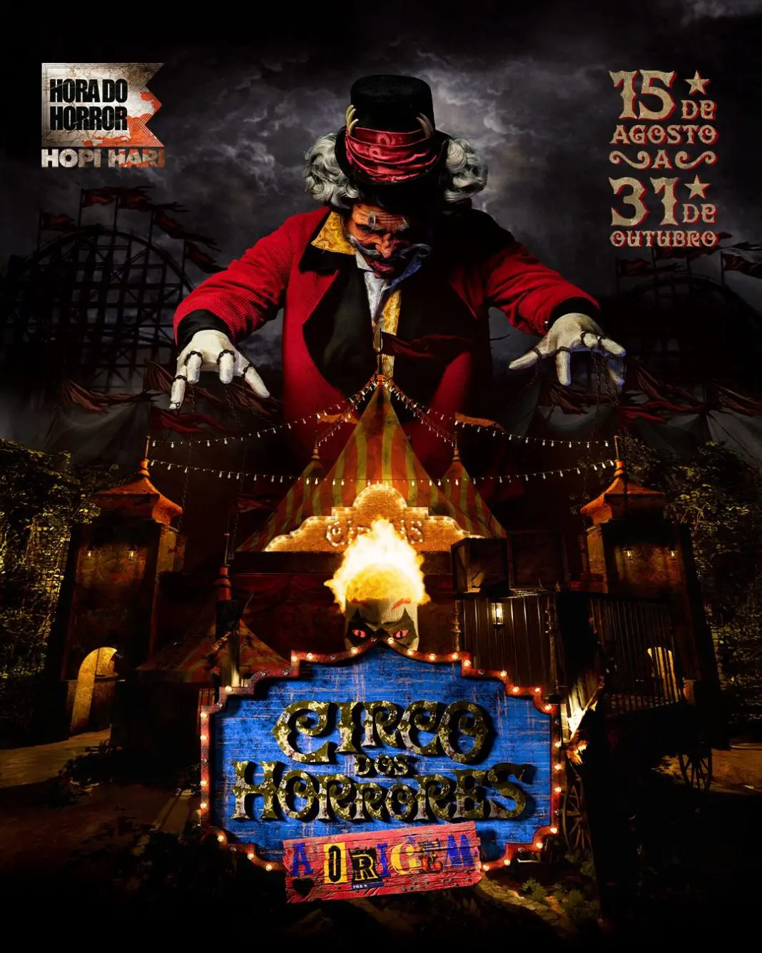 Respeitável público: a origem do “Circo dos Horrores” será revelada na edição de 2025 da Hora do Horror do Hopi Hari - Crédito: divulgação Respeitável público: a origem do “Circo dos Horrores” será revelada na edição de 2025 da Hora do Horror do Hopi Hari - Crédito: divulgação