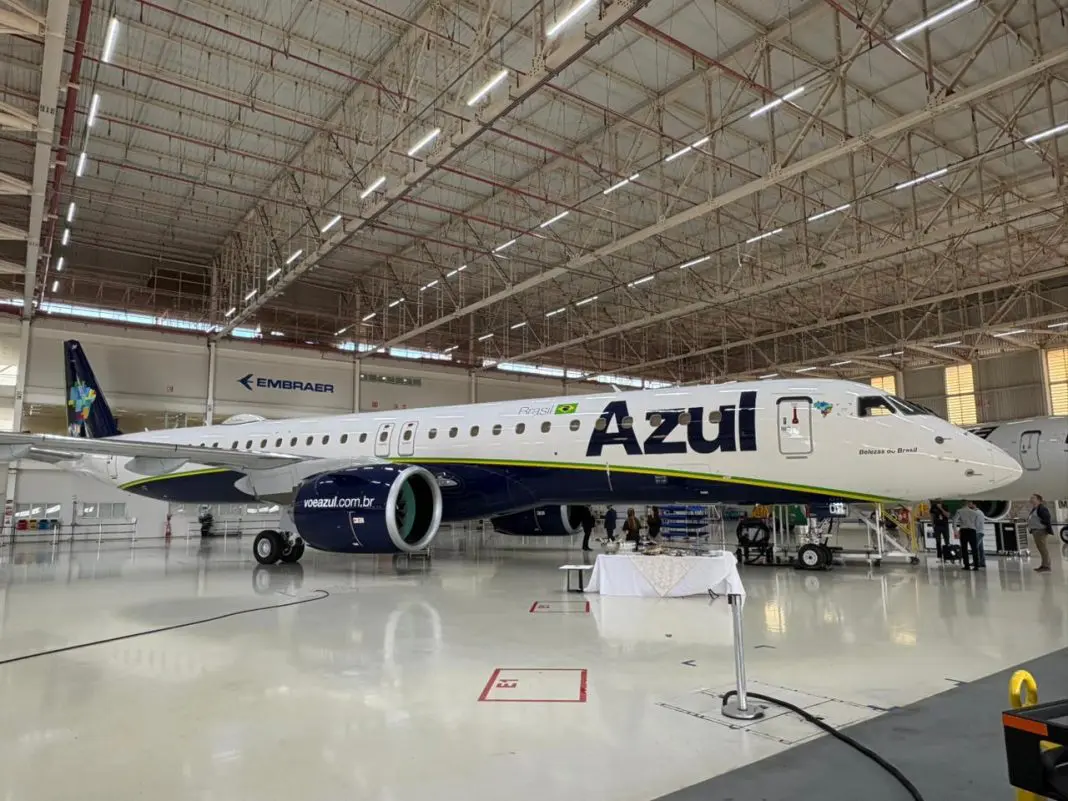 Nova aeronave Embraer E2 da Azul, batizado de “Belezas do Brasil” Nova aeronave Embraer E2 da Azul, batizado de “Belezas do Brasil” - Foto: divulgação