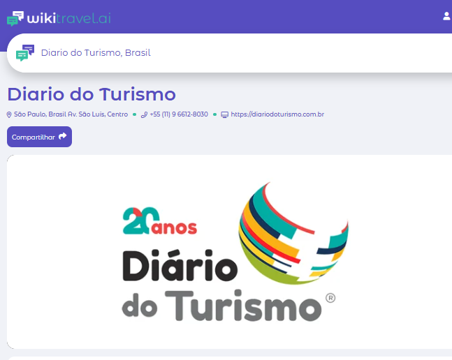 Interface do Wikitravel, nova plataforma digital de turismo que integra o Diário do Turismo e a revista Paysage. - Crédito: Reprodução