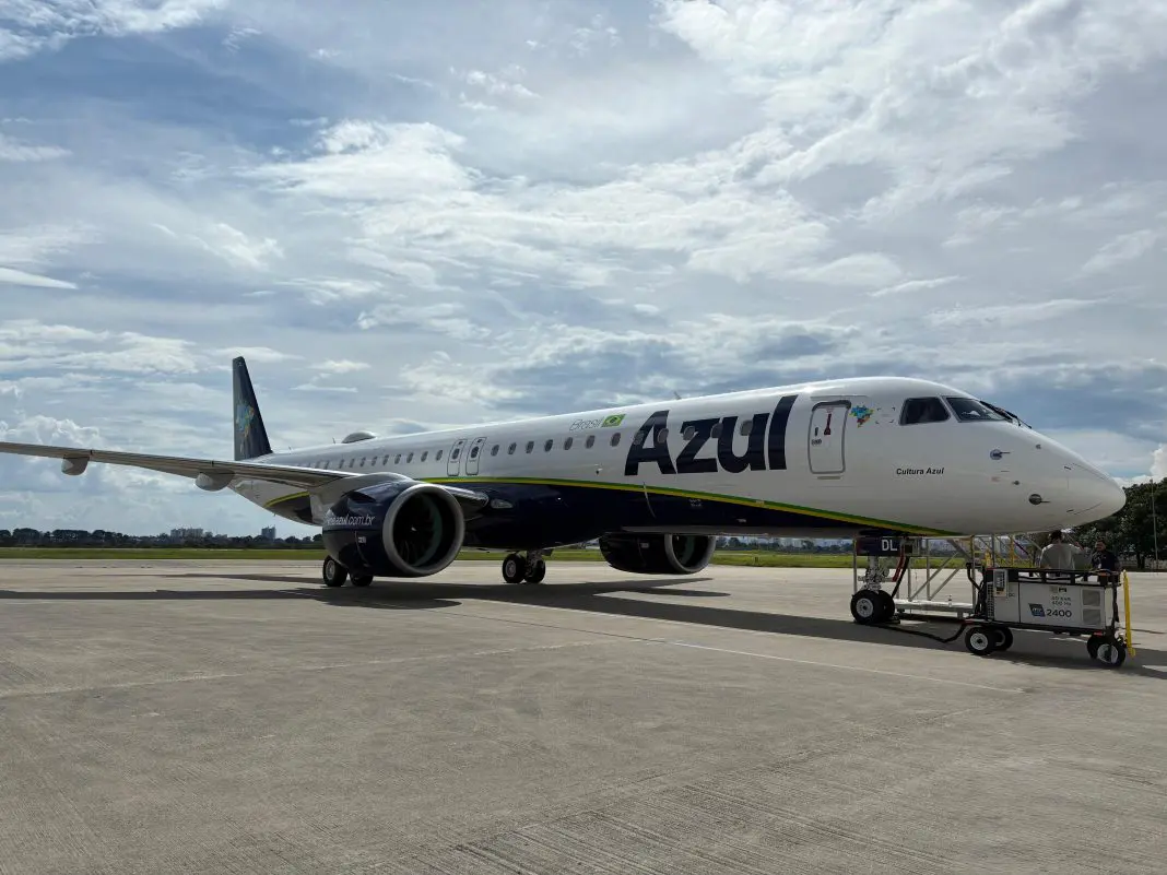 “Cultura Azul” nova aeronave Embraer E2 da Azul “Cultura Azul” nova aeronave Embraer E2 da Azul - Crédito: divulgação - ARA