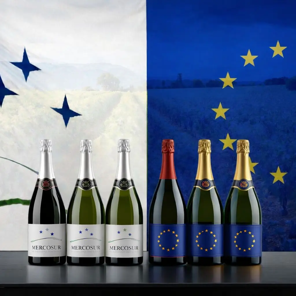 Após 25 anos de negociações, o acordo entre União Europeia e Mercosul entra em fase decisiva e gera alerta no setor vitivinícola - Crédito: Canva