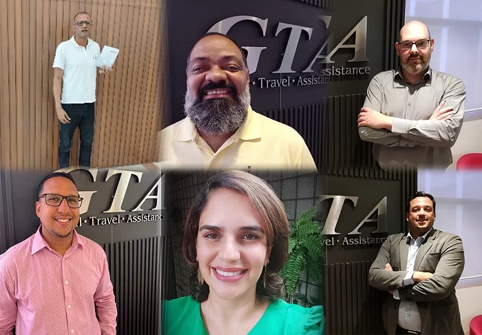 Mosaico com os 6 novos executivos que a GTA contratou. A GTA apresenta seis novos executivos.