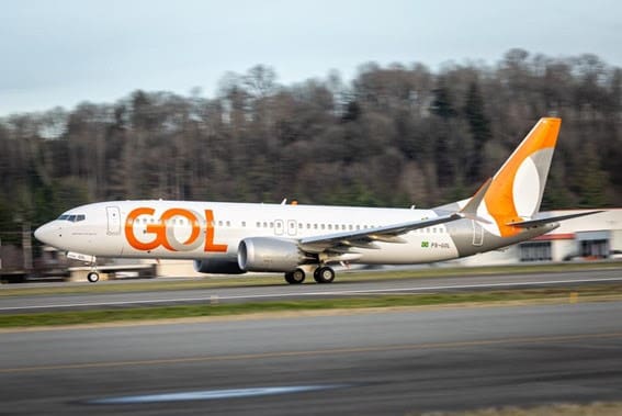 Boeing 737 MAX 8, de prefixo PS-GOL, decola de Seattle na terça-feira (10/12) - Divulgação GOL Linhas Aéreas