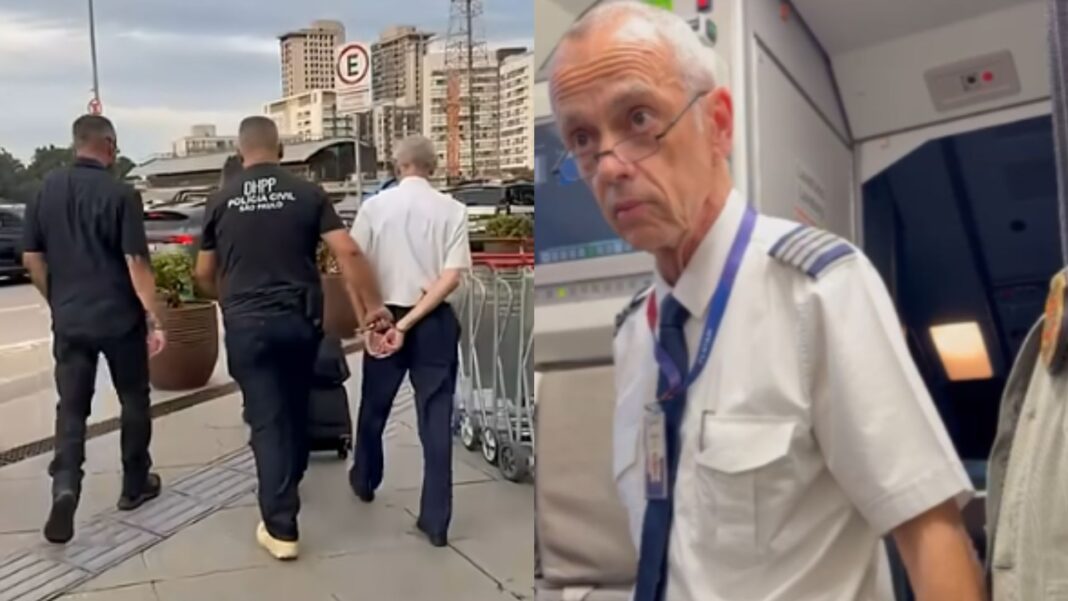 Piloto da Latam é preso dentro de avião no Aeroporto de Congonhas durante operação da Polícia Civil que investiga crimes graves contra menores - Crédito: Reprodução Youtube