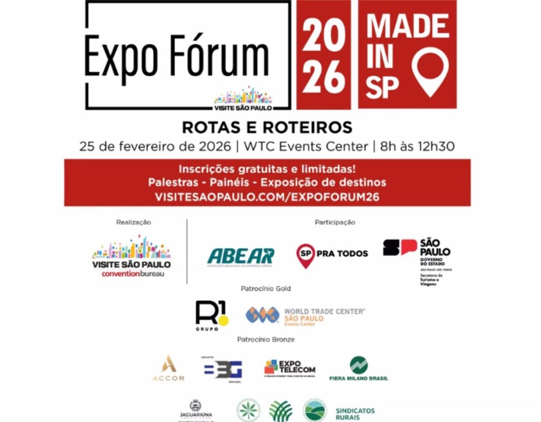 Expo Fórum Visite São Paulo 2026 acontece dia 25 e aposta em rotas e expansão do turismo