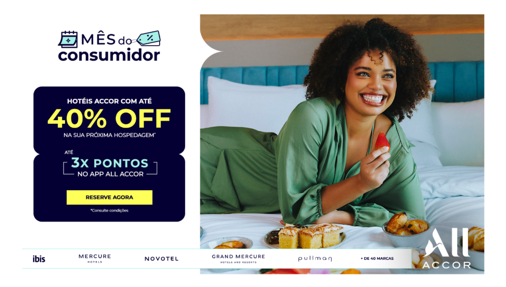 Mês do Consumidor: ALL Accor oferece descontos de até 40% em reservas - Crédito: divulgação Mês do Consumidor: ALL Accor oferece descontos de até 40% em reservas - Crédito: divulgação